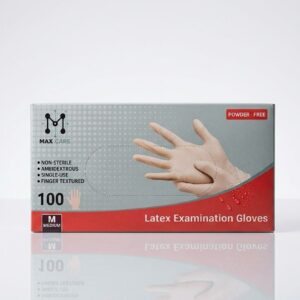 medical equipment suppliers in dubai Maxcare Latex Gloves Medium Box of 100